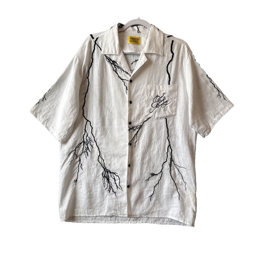 Diet Starts Monday Lightening Linen Button Up Shirt Embroidered XL Hypebeast